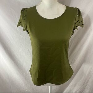 SHEIN Green Laser Cut Sleeve top